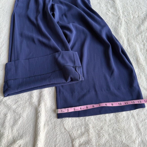M.M. Lafleur The Zhou Culotte Navy Blue Striped Wide Leg Pants S (4) - Picture 8 of 12